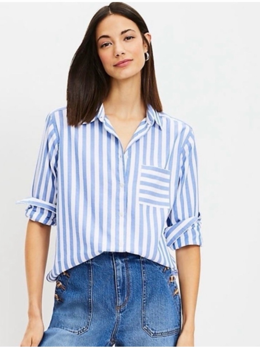 Everyday Oversized Pocket Shirt (my shirt has darker blue stripes)